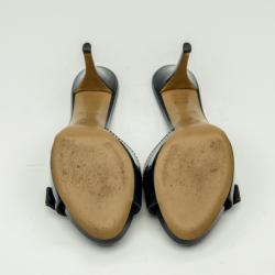 Pre Owned Louis Vuitton Mini Lin Patent Leather Mules Size 39