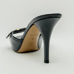 Pre Owned Louis Vuitton Mini Lin Patent Leather Mules Size 39