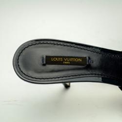 Pre Owned Louis Vuitton Mini Lin Patent Leather Mules Size 39