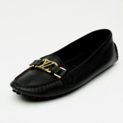 Pre Owned Louis Vuitton Black Leather Oxford Loafers Size 37