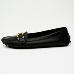 Pre Owned Louis Vuitton Black Leather Oxford Loafers Size 37