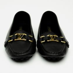 Pre Owned Louis Vuitton Black Leather Oxford Loafers Size 37