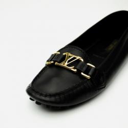 Pre Owned Louis Vuitton Black Leather Oxford Loafers Size 37