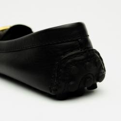 Pre Owned Louis Vuitton Black Leather Oxford Loafers Size 37