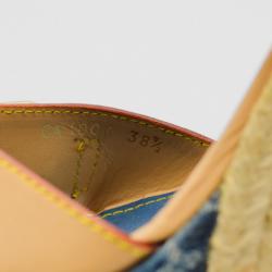 Pre Owned Louis Vuitton Monogram Denim & Leather Espadrilles Wedges Size 38.5