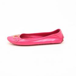 Pre Owned Louis Vuitton Pink Patent Oxford Ballerina Flats Size 38