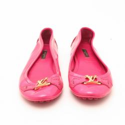Pre Owned Louis Vuitton Pink Patent Oxford Ballerina Flats Size 38