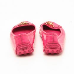 Pre Owned Louis Vuitton Pink Patent Oxford Ballerina Flats Size 38