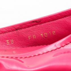 Pre Owned Louis Vuitton Pink Patent Oxford Ballerina Flats Size 38