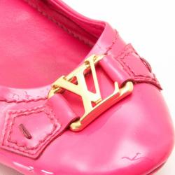 Pre Owned Louis Vuitton Pink Patent Oxford Ballerina Flats Size 38