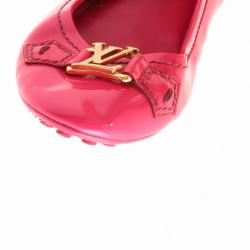 Pre Owned Louis Vuitton Pink Patent Oxford Ballerina Flats Size 38