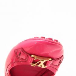 Pre Owned Louis Vuitton Pink Patent Oxford Ballerina Flats Size 38
