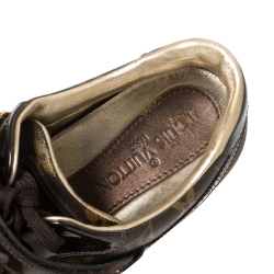 Pre Owned Louis Vuitton Monogram Canvas and Patent Leather Globe Trotter Low Top Sneakers Size 39