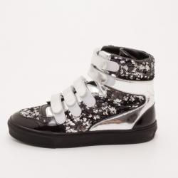 Pre Owned Louis Vuitton Black and Silver Disco Sneakers Size 37.5