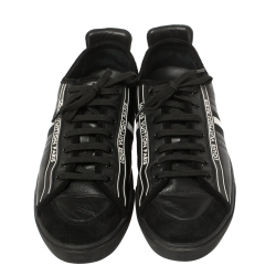 مملوكة مسبقًا Louis Vuitton Black Leather And Suede Low Top Sneakers Size 37.5