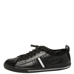 مملوكة مسبقًا Louis Vuitton Black Leather And Suede Low Top Sneakers Size 37.5