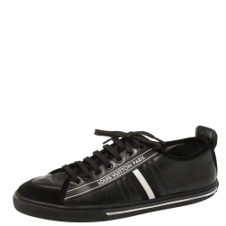 مملوكة مسبقًا Louis Vuitton Black Leather And Suede Low Top Sneakers Size 37.5