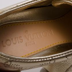 Pre Owned Louis Vuitton Gold Mahina Leather Trainers Size 36