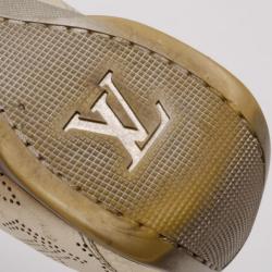 Pre Owned Louis Vuitton Gold Mahina Leather Trainers Size 36