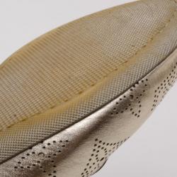 Pre Owned Louis Vuitton Gold Mahina Leather Trainers Size 36