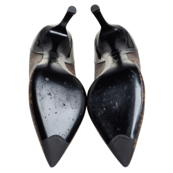 مملوكة مسبقًا حذاء كعب عالي لوي فيتون شيري كانفاس مونوغرامي بني/بيج وجلد أسود لامع مقاس 38