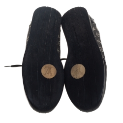 مملوكة مسبقًا Louis Vuitton Black Leather And Two Tone Mini Lin Monogram Canvas Low Top Sneakers Size 40