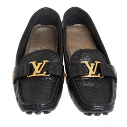 Pre Owned Louis Vuitton Black Leather Monte Carlo Loafers Size 38