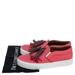Louis Vuitton Pink Fabric And Monogram Canvas Destination Slip On Sneakers Size 38.5