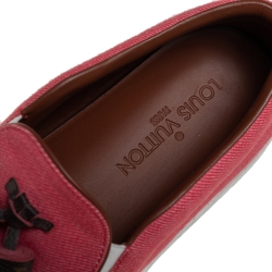 Louis Vuitton Pink Fabric And Monogram Canvas Destination Slip On Sneakers Size 38.5