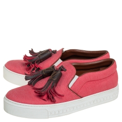 Louis Vuitton Pink Fabric And Monogram Canvas Destination Slip On Sneakers Size 38.5