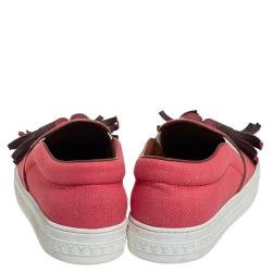 Louis Vuitton Pink Fabric And Monogram Canvas Destination Slip On Sneakers Size 38.5