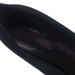 Pre Owned Louis Vuitton Black Suede Oh Really! Peep Toe Platform Pumps Size 37.5