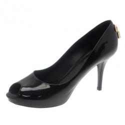 Pre Owned Louis Vuitton Black Patent Oh Really! Peep Toe Pumps Size 39