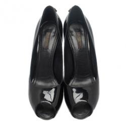 Pre Owned Louis Vuitton Black Patent Oh Really! Peep Toe Pumps Size 39
