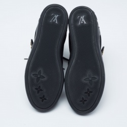 Pre Owned حذاء رياضي لوي فيتون سويدي وجلد إيبي أسود كعب روكي بعنق طويل مقاس 37.5