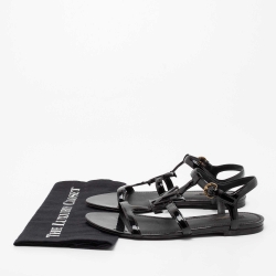 مملوكة مسبقًا Louis Vuitton Black Patent Leather Paradiso Flat Gladiator Sandals Size 41