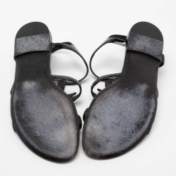 مملوكة مسبقًا Louis Vuitton Black Patent Leather Paradiso Flat Gladiator Sandals Size 41