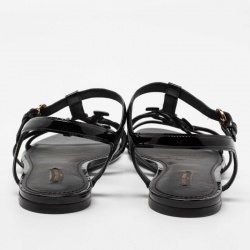 مملوكة مسبقًا Louis Vuitton Black Patent Leather Paradiso Flat Gladiator Sandals Size 41