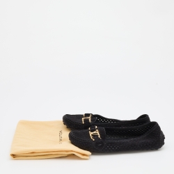 Pre Owned Louis Vuitton Black Perforated Suede Oxford Slip On Loafers Size 37