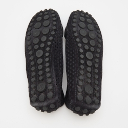 Pre Owned Louis Vuitton Black Perforated Suede Oxford Slip On Loafers Size 37