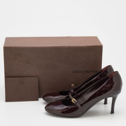 Pre Owned Louis Vuitton Amarante Monogram Vernis Leather Mary Jane Pumps Size 38