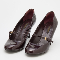 Pre Owned Louis Vuitton Amarante Monogram Vernis Leather Mary Jane Pumps Size 38