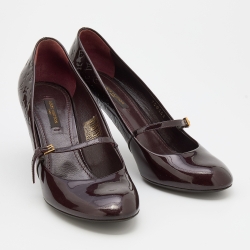 Pre Owned Louis Vuitton Amarante Monogram Vernis Leather Mary Jane Pumps Size 38