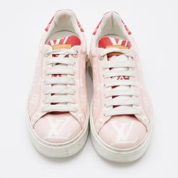 Louis Vuitton Rose Monogram Giant Canvas Time Out Sneakers Size 38.5