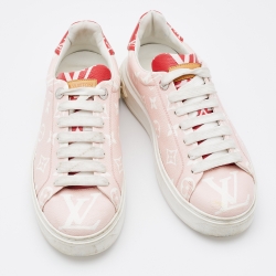 Louis Vuitton Rose Monogram Giant Canvas Time Out Sneakers Size 38.5
