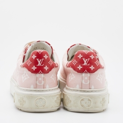 Louis Vuitton Rose Monogram Giant Canvas Time Out Sneakers Size 38.5