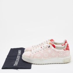 Louis Vuitton Rose Monogram Giant Canvas Time Out Sneakers Size 38.5