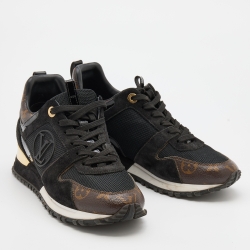 Louis Vuitton Black Suede, Mesh and Monogram Canvas Run Away Sneakers Size 37