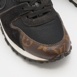 Louis Vuitton Black Suede, Mesh and Monogram Canvas Run Away Sneakers Size 37
