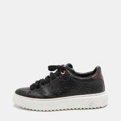 Louis Vuitton Black Monogram Embossed Leather Time Out Sneakers